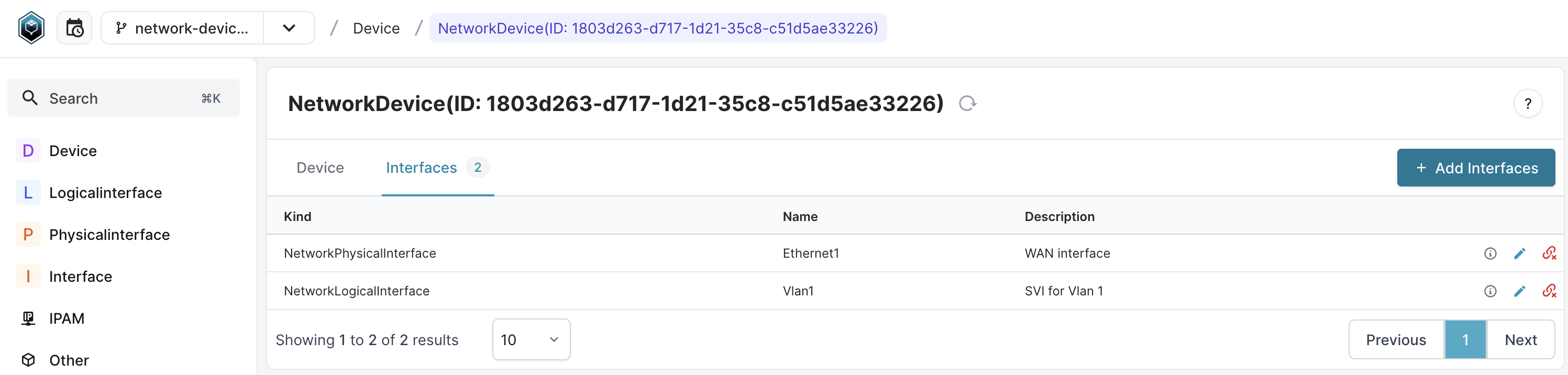 Schema page screenshot